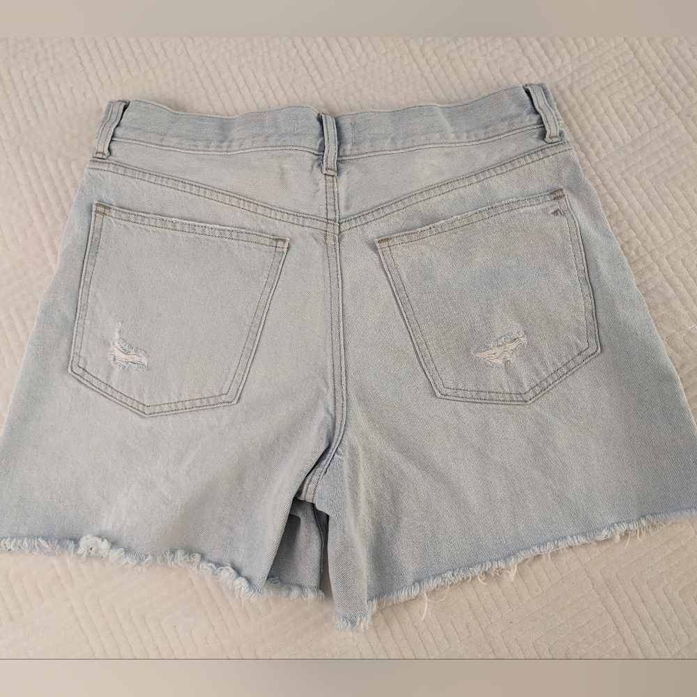 MADEWELL Jean Shorts Women Size 29 The 90s Mid-Length Denim Raw Hem - Picture 2 of 14